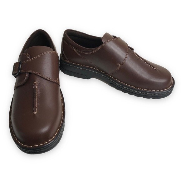 Eastland Syracuse Brown Leather Monk Strap Slip On Loafer Shoe Women 9.5 NEW - Picture 1 of 9